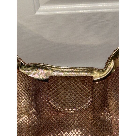 Vintage Fatto A Mano Carlos Falchi Bronze Snakeskin Hobo Bag EUC - Picture 4 of 15